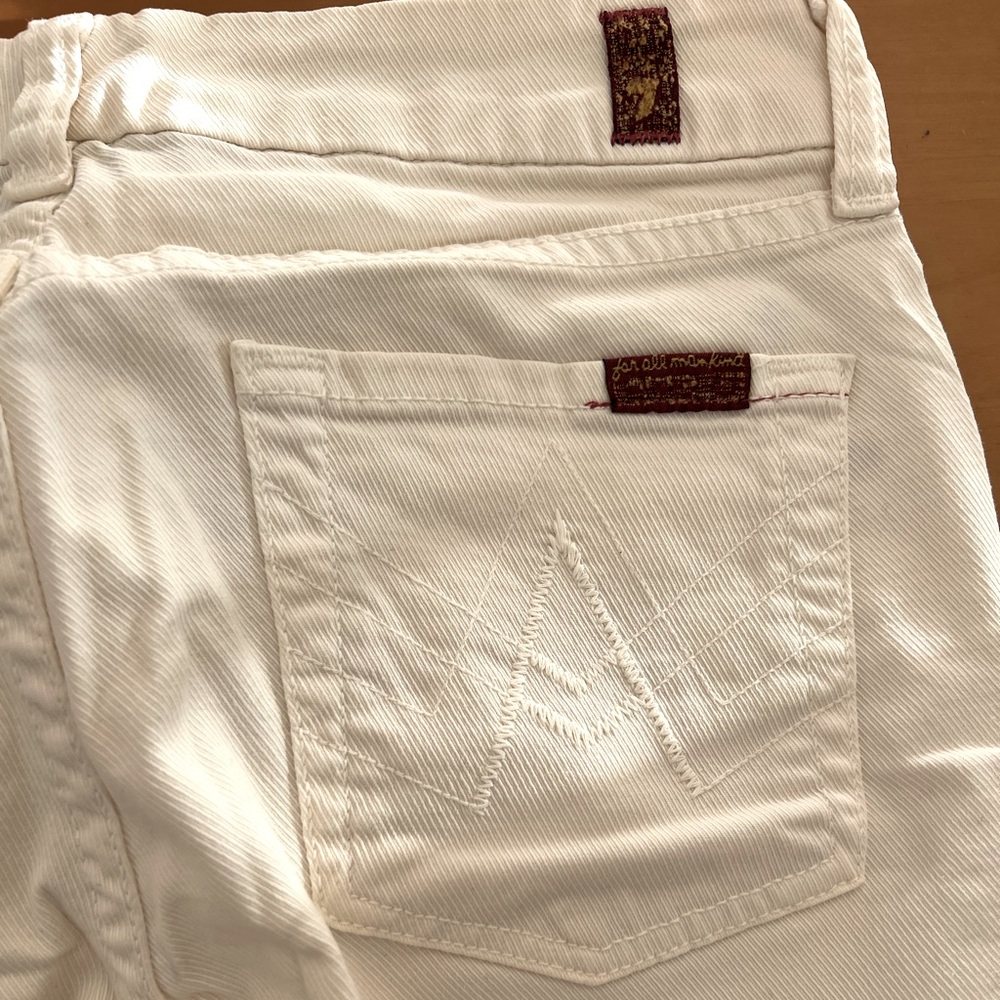 7 for all man kind flared white denim size 25